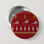Tennis-kerstfeestzater met geventileerde patroonro ronde button 7,6 cm (Voorkant /achterkant)