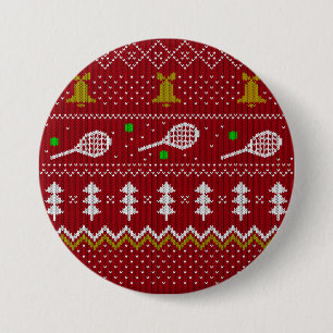 Tennis-kerstfeestzater met geventileerde patroonro ronde button 7,6 cm
