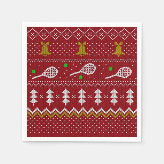 Tennis-kerstfeestzater met geventileerde patroonro servet (Voorkant)