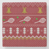 Tennis-kerstfeestzater met geventileerde patroonro stenen onderzetter (Voorkant)