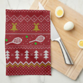 Tennis-kerstfeestzater met geventileerde patroonro theedoek (Quarter Fold)