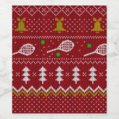 Tennis-kerstfeestzater met geventileerde patroonro wijn etiket (Enkel label)