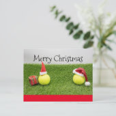 Tennis-kerstKaart met kerstman op groen Briefkaart (Staand voorkant)