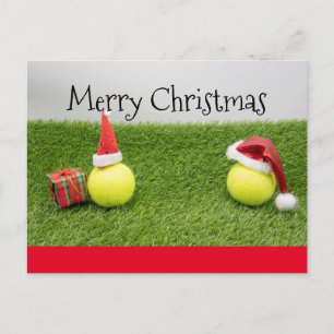 Tennis-kerstKaart met kerstman op groen Briefkaart