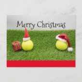 Tennis-kerstKaart met kerstman op groen Briefkaart (Voorkant)