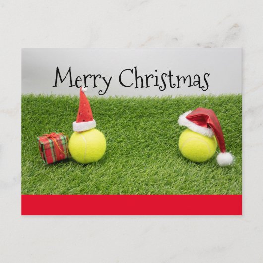 Tennis-kerstKaart met kerstman op groen Briefkaart (Voorkant)
