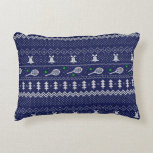 Tennis-kerstkeuken van breipatroonblauw accent kussen