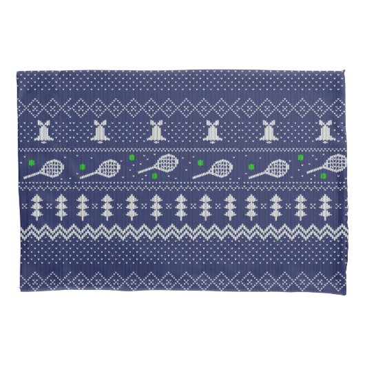 Tennis-kerstkeuken van breipatroonblauw kussensloop (Voorkant)
