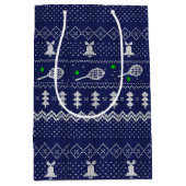 Tennis-kerstkeuken van breipatroonblauw medium cadeauzakje (Voorkant)