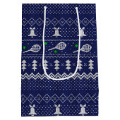 Tennis-kerstkeuken van breipatroonblauw medium cadeauzakje (Achterkant)
