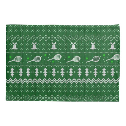 Tennis-kerstkeuken van breipatroongroen kussensloop (Achterkant)