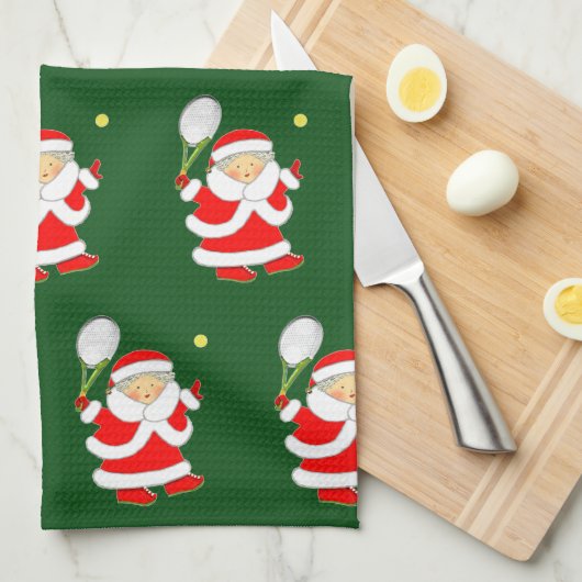 Tennis-kerstkeukenhanddoek Theedoek (Quarter Fold)