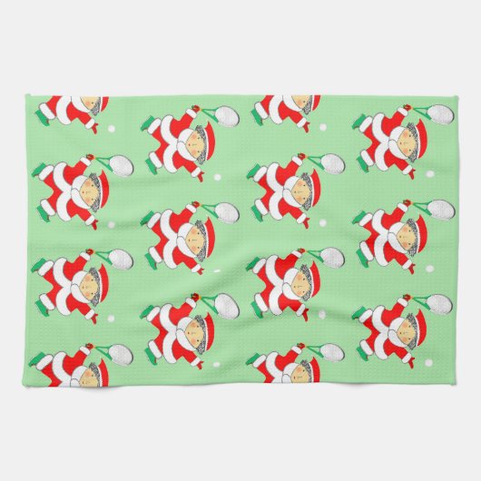 Tennis-kerstkeukenhanddoek Theedoek (Horizontaal)