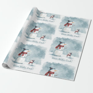 Tennis Kerstman Festieve Sneeuwman Cadeaupapier