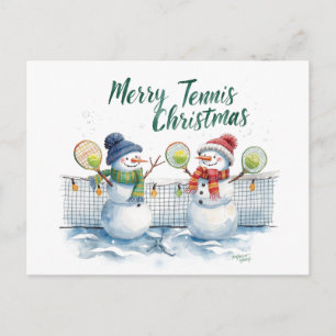 Tennis Kerstman Festieve Sneeuwman Feestdagenkaart