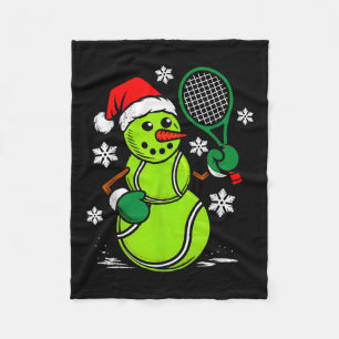 Tennis Kerstman Hoed Sneeuwman Kerstmis Grappige T Fleece Deken