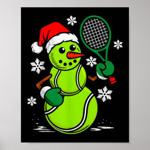 Tennis Kerstman Hoed Sneeuwman Kerstmis Grappige T Poster