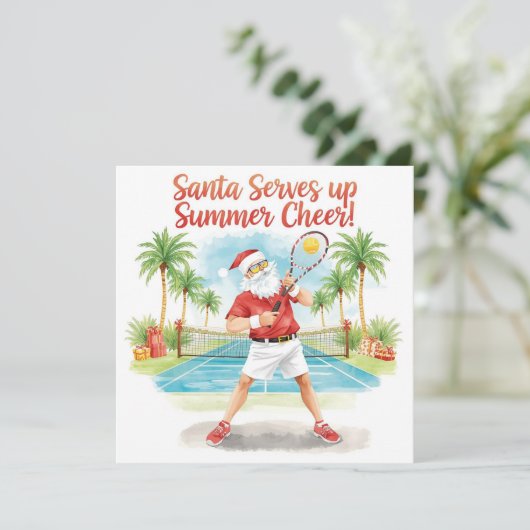 Tennis Kerstman Kerst thema Feestdagenkaart (Staand voorkant)