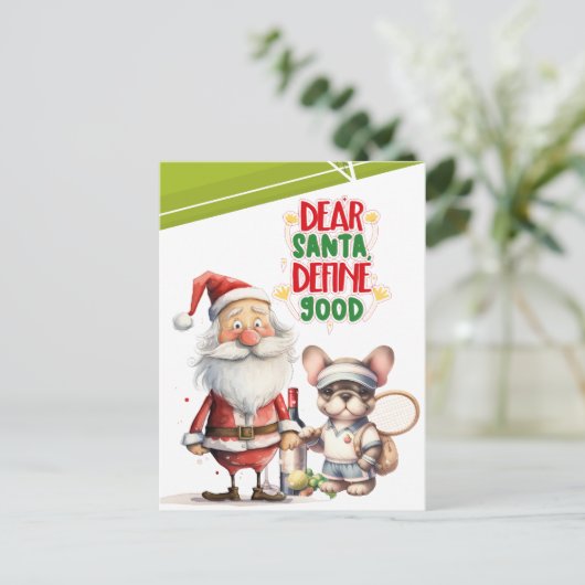 Tennis Kerstman met Tennisspeler Feestdagenkaart (Staand voorkant)