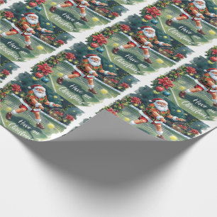 Tennis  Kerstman speelt tennis op de baan Cadeaupapier
