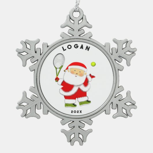 Tennis Kerstmis Collectible 2023 Tin Sneeuwvlok Ornament (Voorkant)