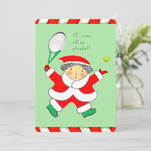 Tennis Kerstmis Feestdagenkaart (Staand voorkant)