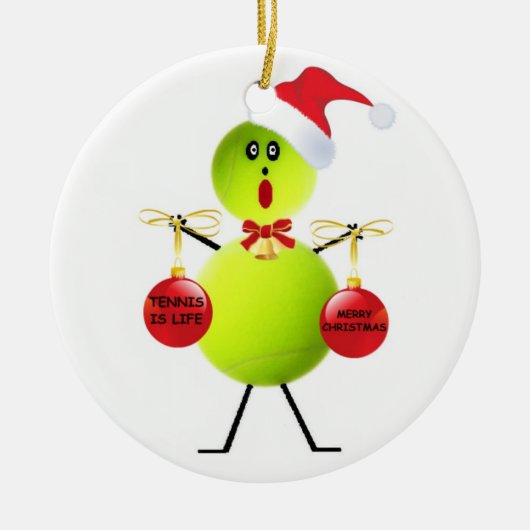 Tennis Kerstmis Keramisch Ornament (Voorkant)