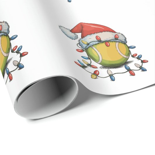 Tennis Kerstmis Kerstverlichting Santa Hat Sports Cadeaupapier (Rol Hoek)