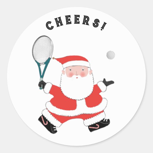 Tennis Kerstmis Klassic Round Sticker (Voorkant)