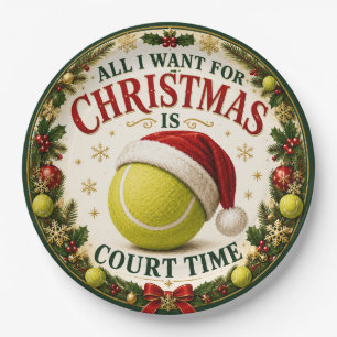 Tennis Kerstmis met bal kerstman hoed Papieren Bordje