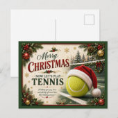 Tennis Kerstmis met bal kerstmuts Feestdagenkaart (Voorkant / Achterkant)