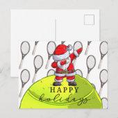 Tennis Kerstmis met Ball en Racket met Santa Briefkaart (Voorkant / Achterkant)