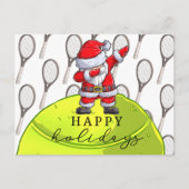 Tennis Kerstmis met Ball en Racket met Santa Briefkaart (Voorkant)