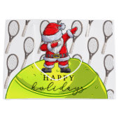Tennis Kerstmis met Ball en Racket met Santa Groot Cadeauzakje (Voorkant)
