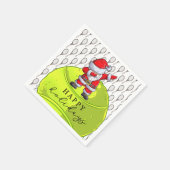 Tennis Kerstmis met Ball en Racket met Santa Servet (Hoek)