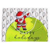 Tennis Kerstmis met Ball en Racket Santa Claus Groot Cadeauzakje (Voorkant)