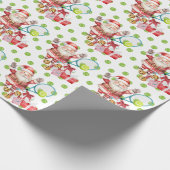 Tennis Kerstmis met de Kerstman Cadeaupapier (Hoek)