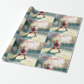 Tennis Kerstmis met de Kerstman die op het hof die Cadeaupapier (Uitgerold)