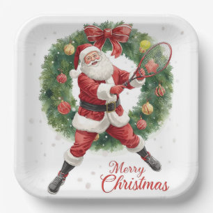 Tennis Kerstmis met de Kerstman Papieren Bordje