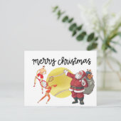 Tennis Kerstmis met kerstman Briefkaart (Staand voorkant)