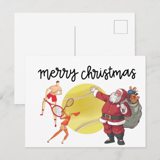 Tennis Kerstmis met kerstman Briefkaart (Voorkant / Achterkant)