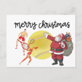 Tennis Kerstmis met kerstman Briefkaart (Voorkant)