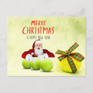 Tennis Kerstmis met kerstman en bal Briefkaart