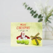 Tennis Kerstmis met kerstman en bal Briefkaart (Staand voorkant)