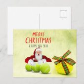 Tennis Kerstmis met kerstman en bal Briefkaart (Voorkant / Achterkant)