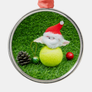 Tennis Kerstmis met kerstman en tennisbal Metalen Ornament