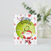 Tennis Kerstmis met kerstman Feestdagenkaart (Staand voorkant)