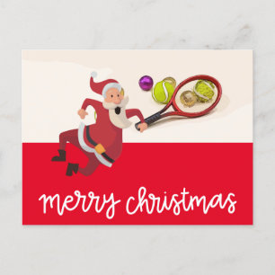 Tennis Kerstmis met kerstman Feestdagenkaart