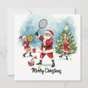 Tennis Kerstmis met Kerstman Feestdagenkaart