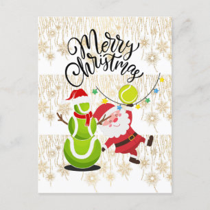 Tennis Kerstmis met kerstman Feestdagenkaart